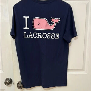 Vineyard Vines I Whale Lacrosse Sea Isle T shirt size small blue short sleeve